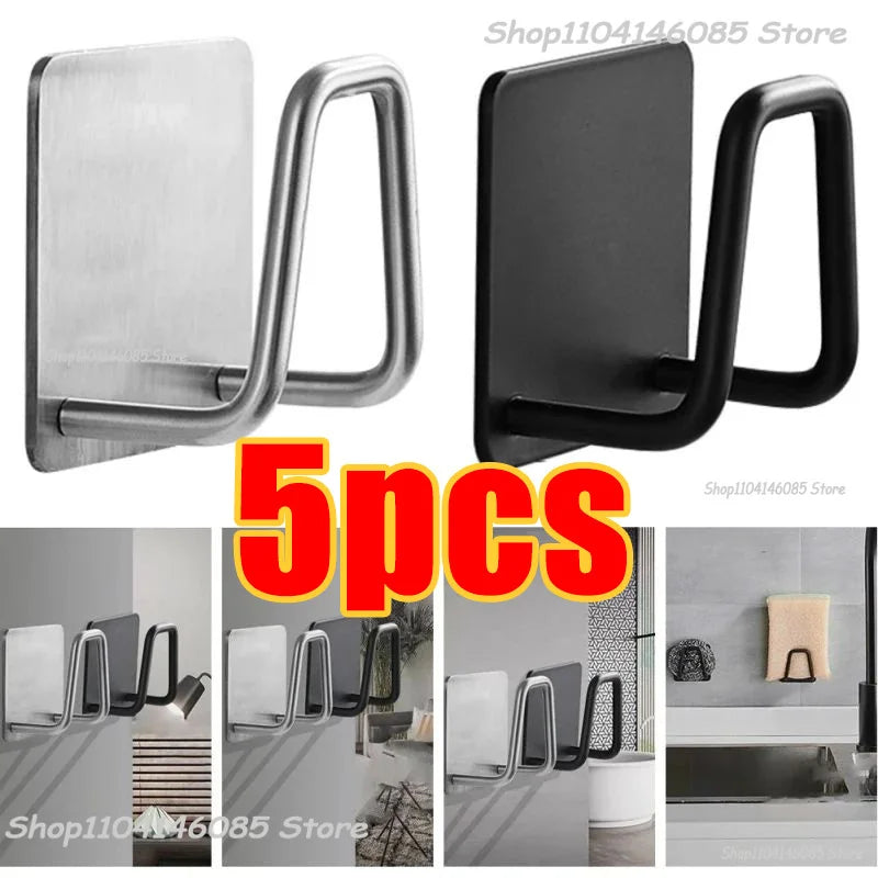 Kitchen Sponges Holder Stainless Steel Sink Shelf Adhesive Holders Drain Drying Rack Wall Hooks Accessories Storage Organizer