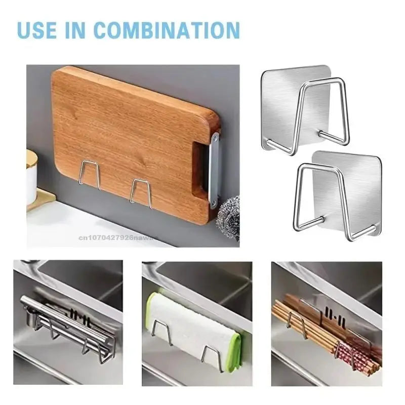 Kitchen Sponges Holder Stainless Steel Sink Shelf Adhesive Holders Drain Drying Rack Wall Hooks Accessories Storage Organizer